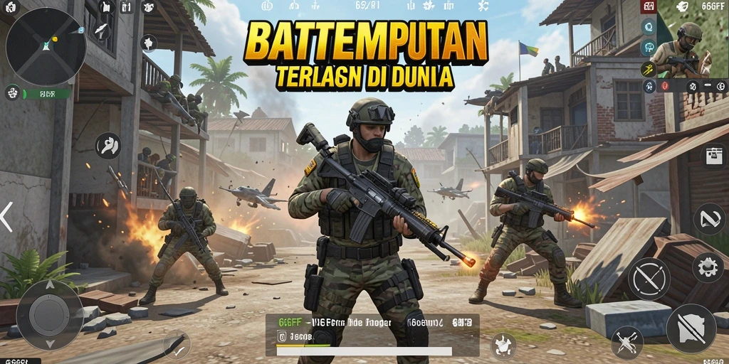 Tampilan gameplay 666FF yang intens dan penuh aksi Battle Royale.