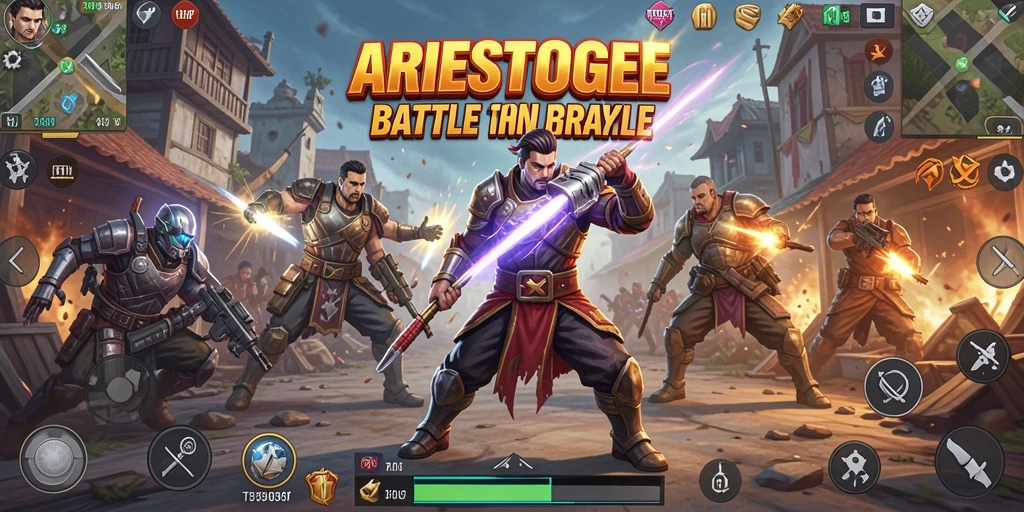 Tampilan gameplay menegangkan di ARIESTOGEL yang penuh aksi Battle Royale.