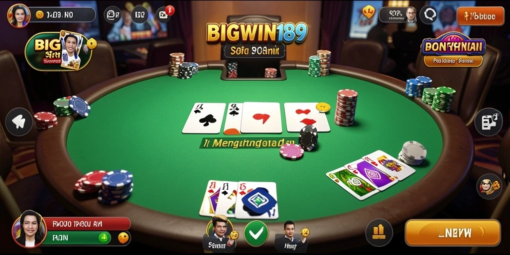 Tampilan gameplay poker yang mendebarkan di BIGWIN189.