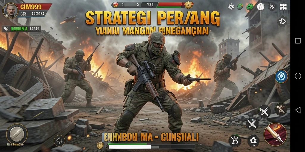 Tangkapan layar gameplay <strong>GIM999</strong> menampilkan pertempuran strategis yang epik.