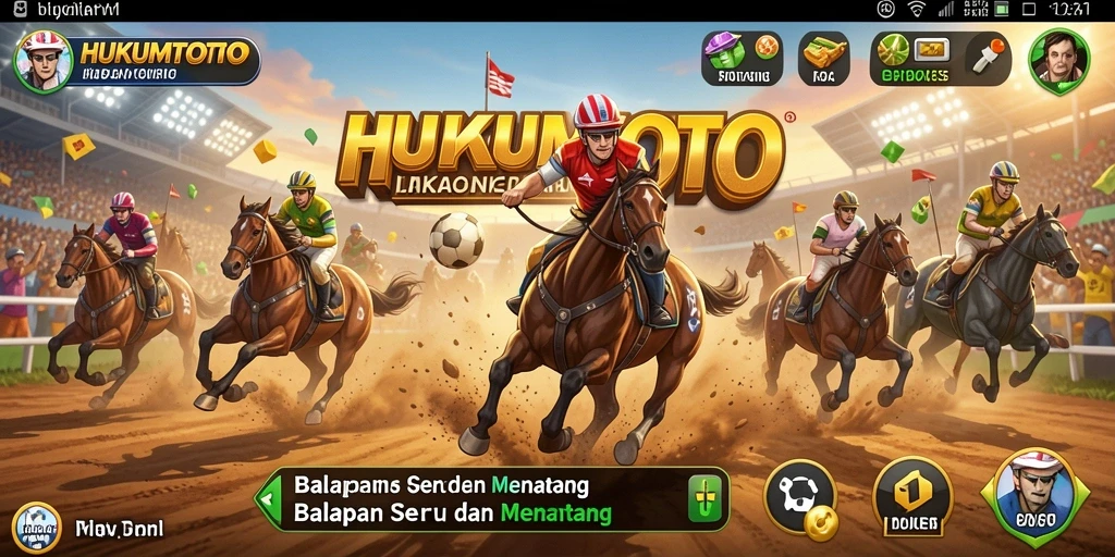 Tampilan gameplay HUKUMTOTO yang menegangkan di lintasan balap.
