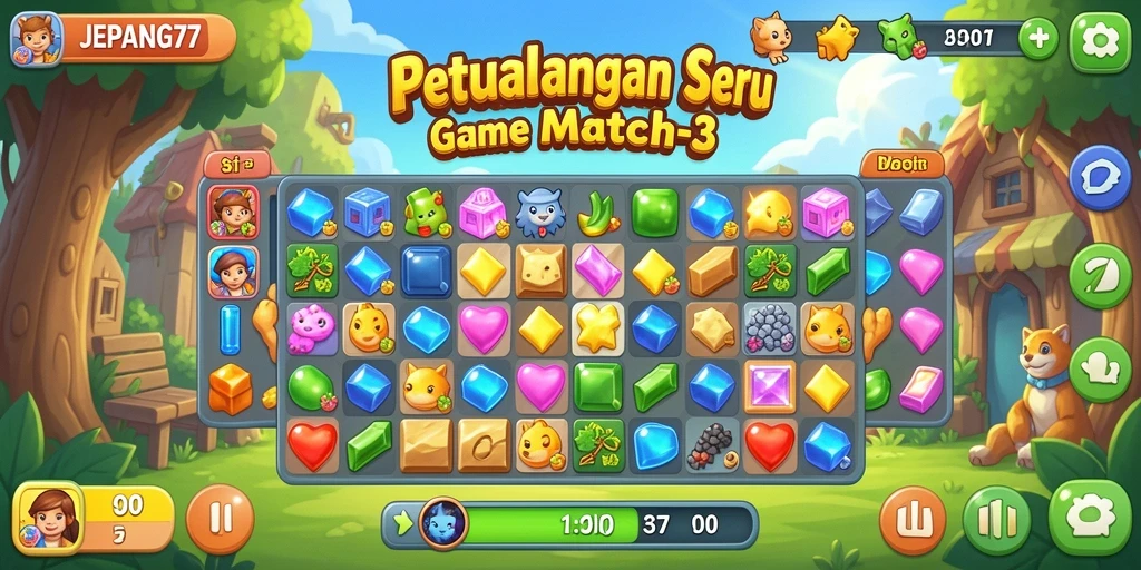 Tangkapan layar dari gameplay seru JEPANG77 dalam kategori Match-3.