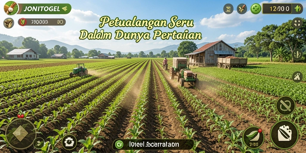 Tangkapan layar utama JONITOGEL menunjukkan pengalaman bertani yang seru dan interaktif.