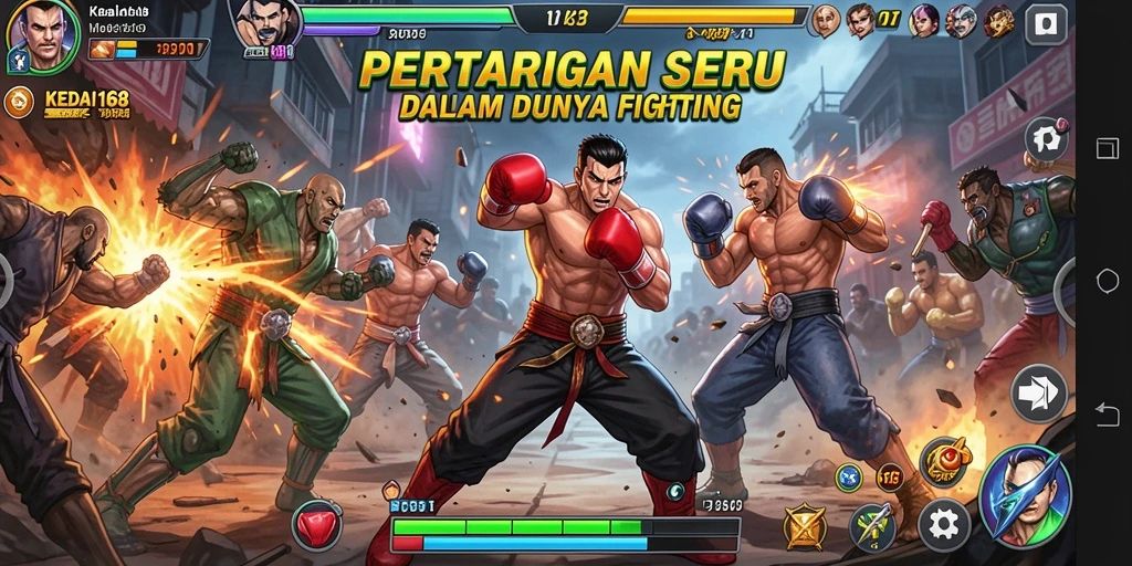 Screenshot gameplay KEDAI168 menampilkan pertarungan menegangkan antar karakter.