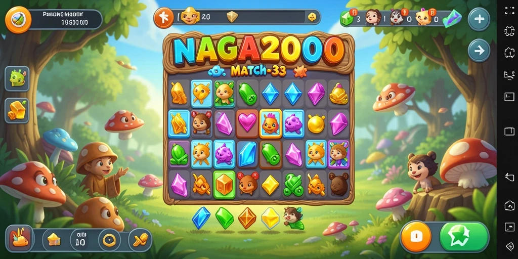 Tampilan permainan Match-3 yang penuh warna dan menarik di NAGA2000.