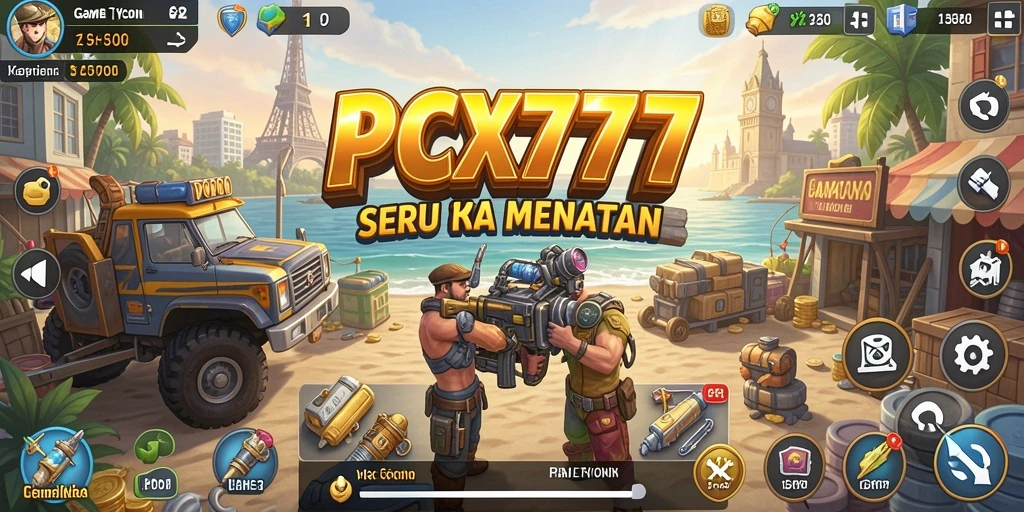 Screenshot gameplay PCX777 menunjukkan keseruan manajemen bisnis Tycoon.