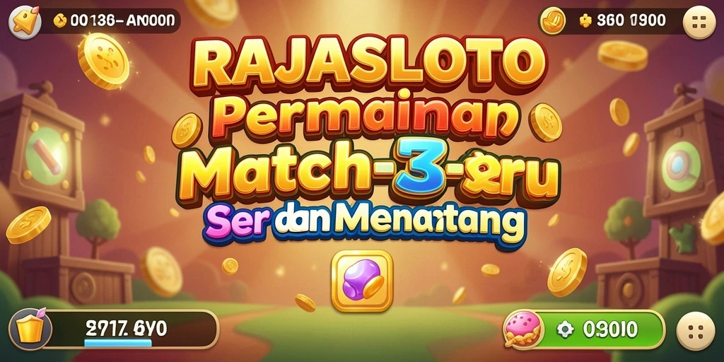Tangkapan layar utama menunjukkan gameplay seru RAJASLOTO Match-3.
