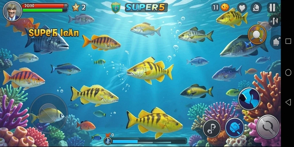 Tampilan gameplay seru dalam game Tembak Ikan.