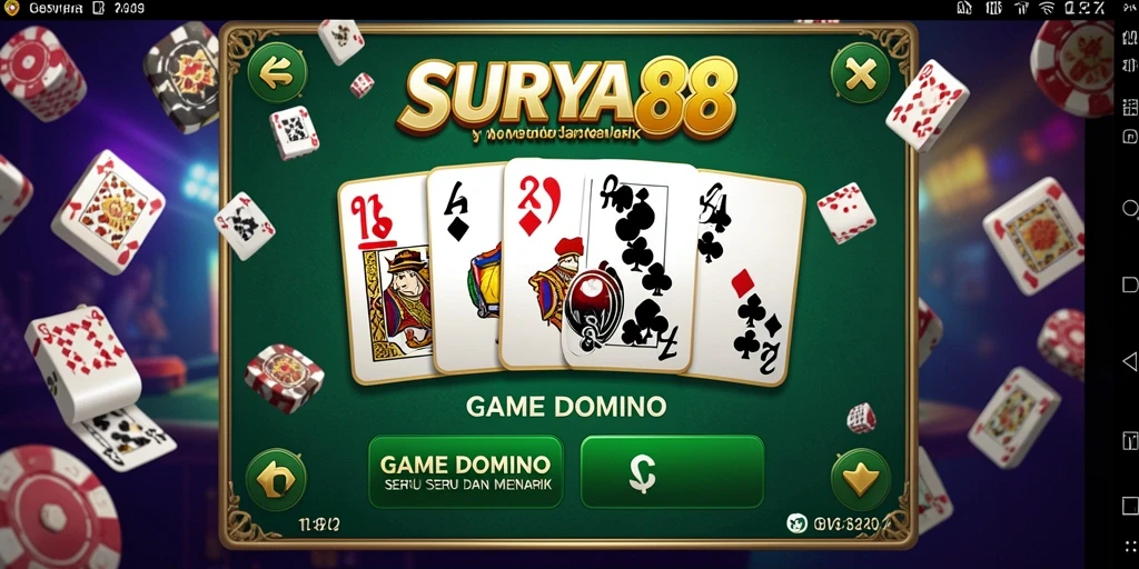 Tampilan gameplay seru dalam SURYA88 saat bermain domino.